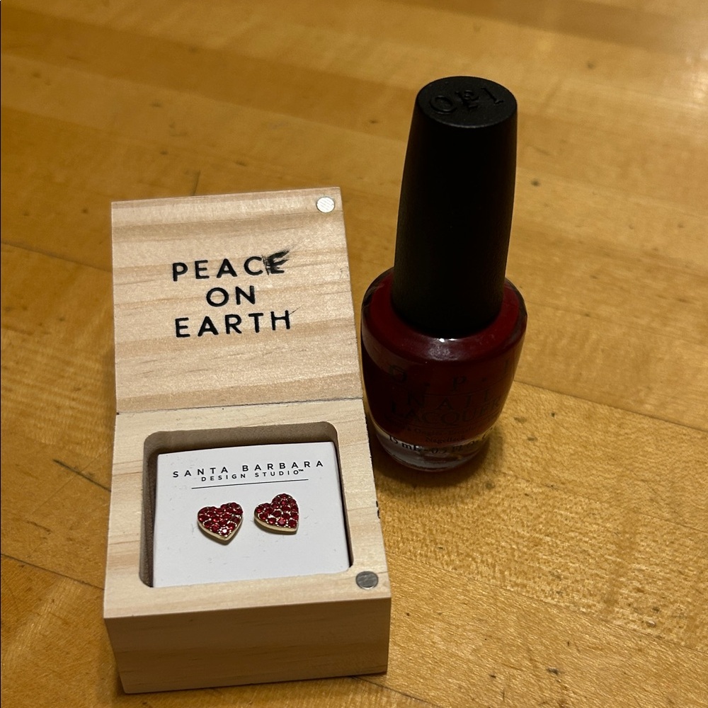 New OPI and Red Heart Earrings